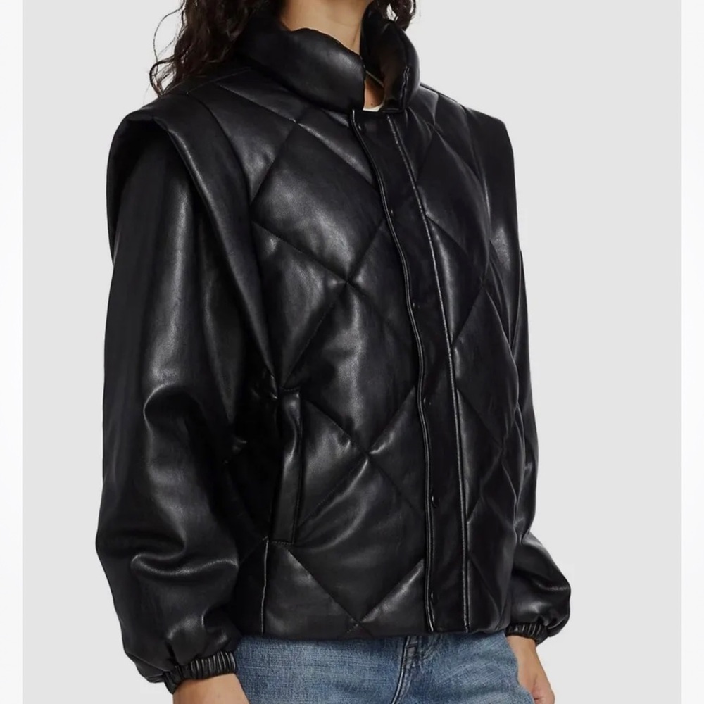 Revolve Pistola Callista Puffer Jacket Removable Sleeves Black Size Large - Picture 1 of 16